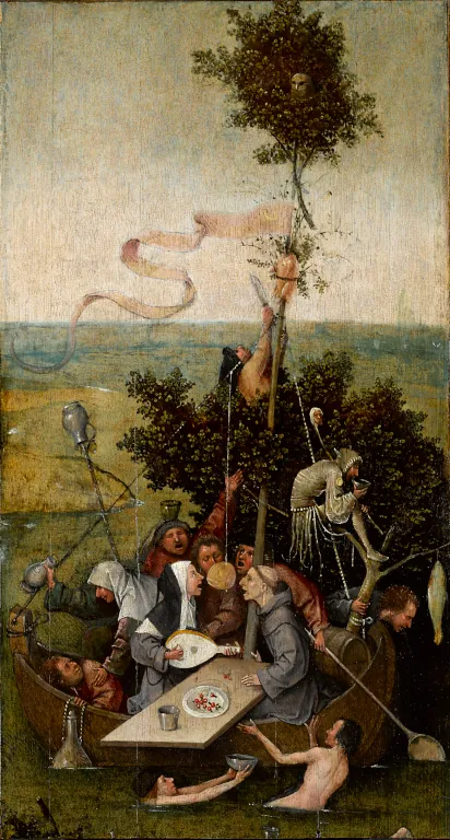 Detalhe de pintura de Hieronymus Bosch, imagem meramente ilustrativa para o post Alegoria do Navio.
Hieronymus Bosch, Public domain, via Wikimedia Commons